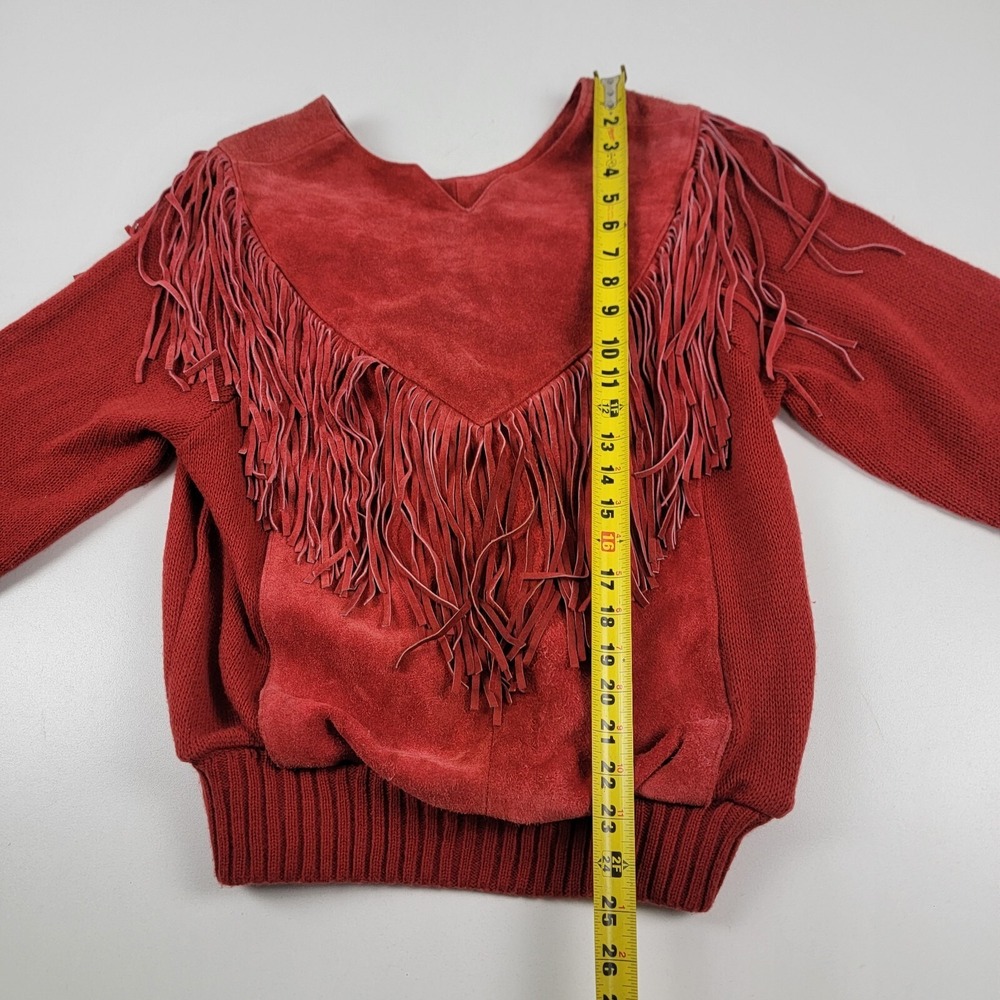 Pioneer Wear Suede Leather Fringe Pull Over Long Sleeve Jacket Womens  Medium - Picture 3 of 9